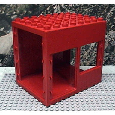 red duplo building 6 x 8 x 6 drive through with door and window openings