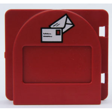 red duplo door window pane mailbox 1 x 4 x 3 raised with flap with envelopes pattern