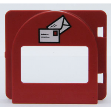 red duplo door window pane mailbox 1 x 4 x 3 raised with envelopes pattern