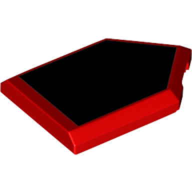 red tile modified 2 x 3 pentagonal with black pentagon pattern