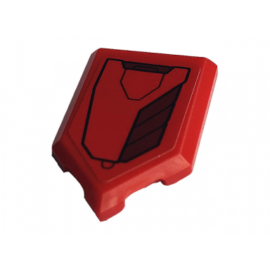 red tile modified 2 x 3 pentagonal with red and dark red iron man hulkbuster armor pattern model left side sticker - set 76164