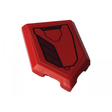 red tile modified 2 x 3 pentagonal with red and dark red iron man hulkbuster armor pattern model right side sticker - set 76164