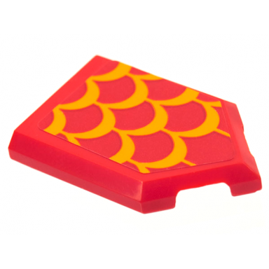 red tile modified 2 x 3 pentagonal with bright light orange scales pattern sticker - set 75550