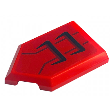 red tile modified 2 x 3 pentagonal with black air vents and dark red lines pattern sticker - set 71773