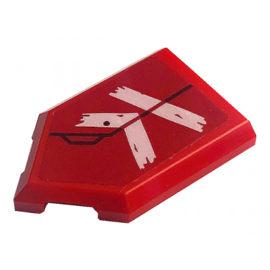 red tile modified 2 x 3 pentagonal with black line and white letter k on red background pattern sticker - set 71773