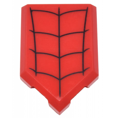 red tile modified 2 x 3 pentagonal with black spider web pattern