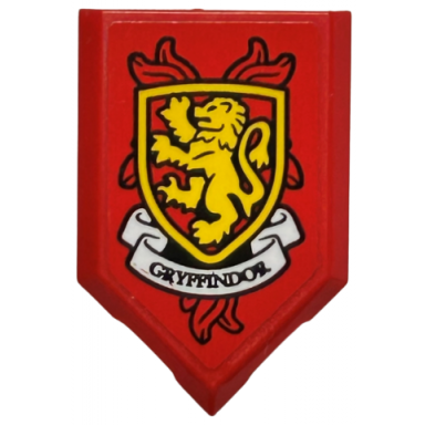 red tile modified 2 x 3 pentagonal with hp gryffindor house crest pattern sticker - set 76416