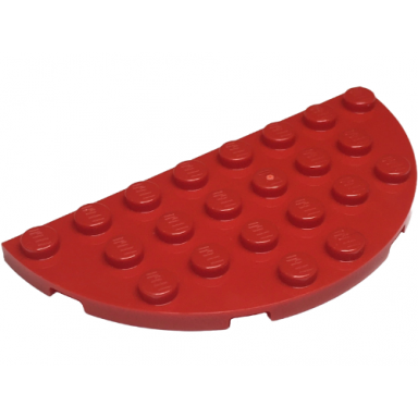 red plate round half 4 x 8