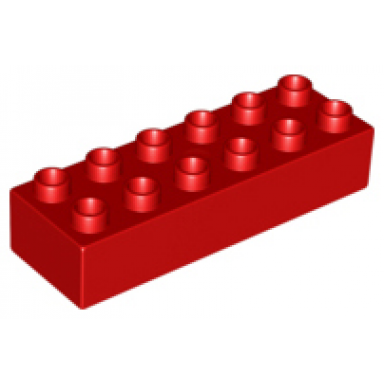 red duplo brick 2 x 6
