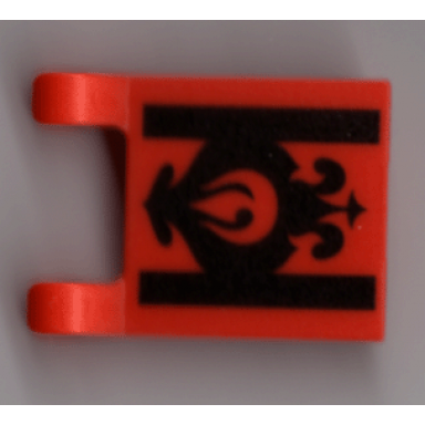 red flag 2 x 2 square with avatar fire nation black lines and fancy scroll pattern