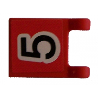 red flag 2 x 2 square with black number 5 on red background pattern sticker - sets 3420 3425