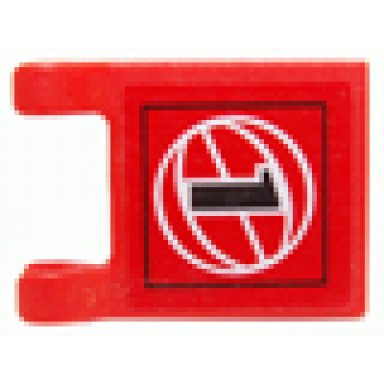 red flag 2 x 2 square with black number 1 and white wire frame basketball on red background pattern sticker - sets 3432 3433