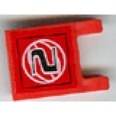 red flag 2 x 2 square with black number 2 and white wire frame basketball on red background pattern sticker - sets 3432 3433