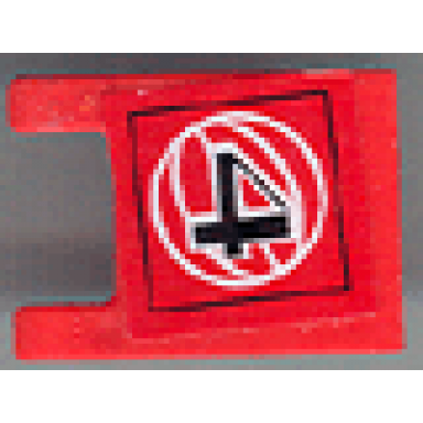 flag 2 x 2 square with black number 4 and white wire frame basketball on red background pattern sticker - sets 3432 3433