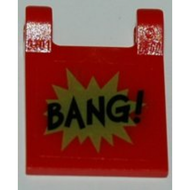 red flag 2 x 2 square with bang! small font and lime starburst explosion horizontal pattern on both sides stickers - set 7888