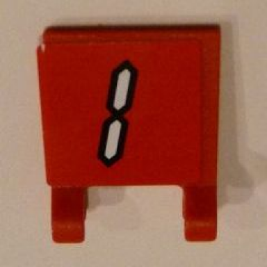 red flag 2 x 2 square with white number 1 with black outline on red background pattern sticker - set 3569