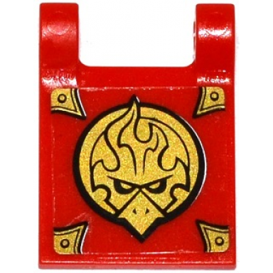 red flag 2 x 2 square with gold chima eagle emblem and gold corners pattern sticker - set 70141
