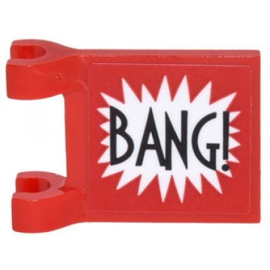 red flag 2 x 2 square with bang! large font and white starburst explosion vertical pattern on both sides stickers - set 70906