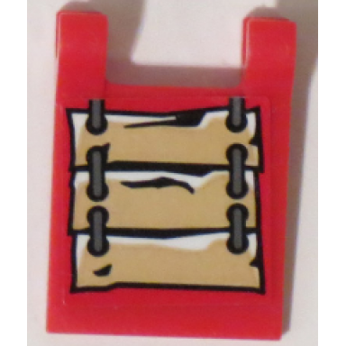 red flag 2 x 2 square with wooden boards with rope connectors pattern sticker - set 70596