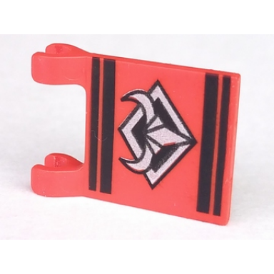 red flag 2 x 2 square with silver bulls head pattern