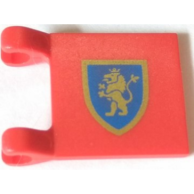 red flag 2 x 2 square with lion rampant gold on blue shield pattern