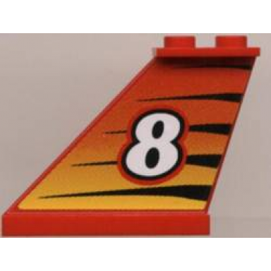red tail 4 x 1 x 3 with white number 8 on tiger stripes background pattern model left side sticker - set 8229