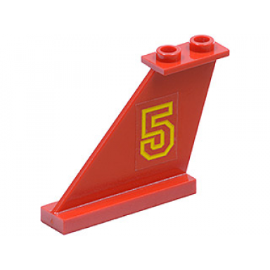 red tail 4 x 1 x 3 with yellow number 5 pattern model left side sticker - set 6679
