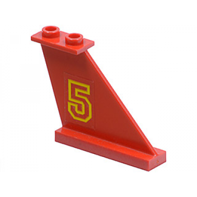 red tail 4 x 1 x 3 with yellow number 5 pattern model right side sticker - set 6679