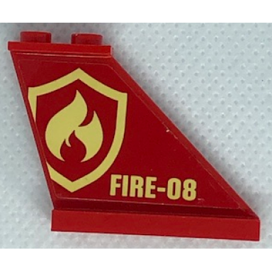red tail 4 x 1 x 3 with bright light yellow and red fire logo badge and fire-08 pattern on both sides stickers - set 60216