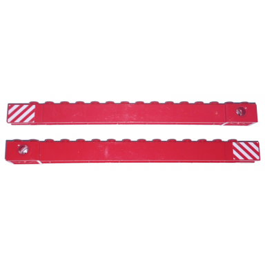 red crane arm outside wide with end notch with red and white danger stripes pattern on both sides stickers - set 4552