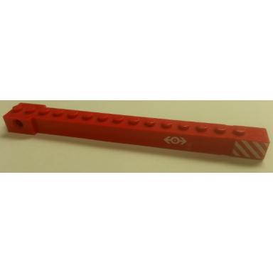 crane arm outside wide with end notch with red and white danger stripes and white train logo pattern on both sides stickers - set 4549