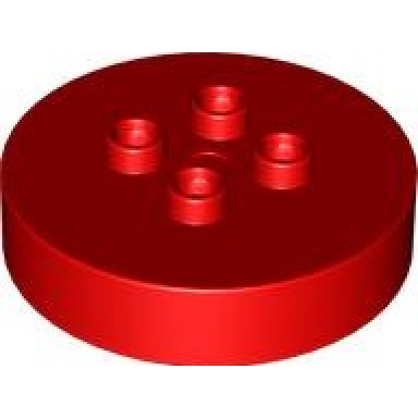 red duplo brick round 4 x 4 flat top thick with 2 x 2 studs