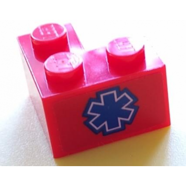 brick 2 x 2 corner with blue emt star of life pattern sticker - set 60204