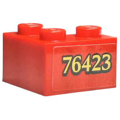 red brick 2 x 2 corner with gold 76423 with black outline pattern model left side sticker - set 76423