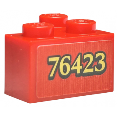 red brick 2 x 2 corner with gold 76423 with black outline pattern model right side sticker - set 76423