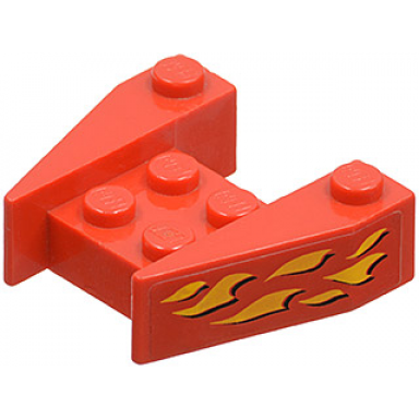 red wedge 3 1 2 x 4 without stud notches with flames pattern on both sides stickers - set 6589