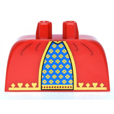 lower body skirt wide with side hoops panniers with blue and gold fabric with hearts and diamonds pattern