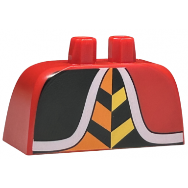 lower body skirt wide with side hoops panniers with orange yellow and black stripes and white dress trim pattern