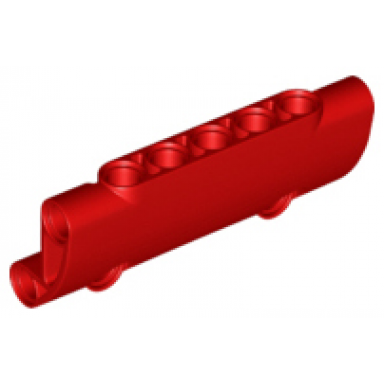red technic panel curved 7 x 3 with 2 pin holes through panel surface