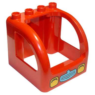 red duplo cabin 4 x 4 x 3 with yellow headlights and medium azure grille pattern