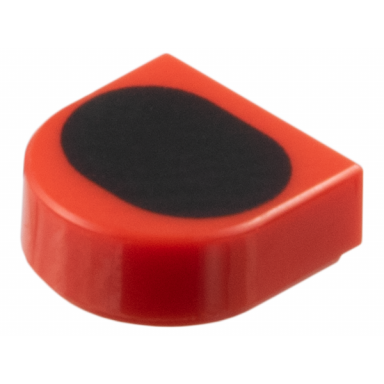 red tile round 1 x 1 half circle extended with black oval pattern