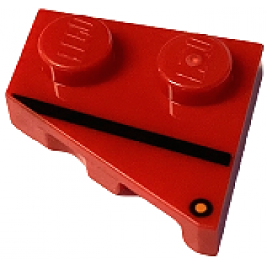 wedge plate 2 x 2 left with black stripe and orange dot direction indicator pattern