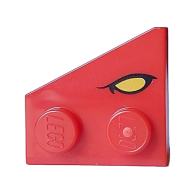 wedge plate 2 x 2 right with yellow eye with black eyelid pattern dungeons dragons red dragon