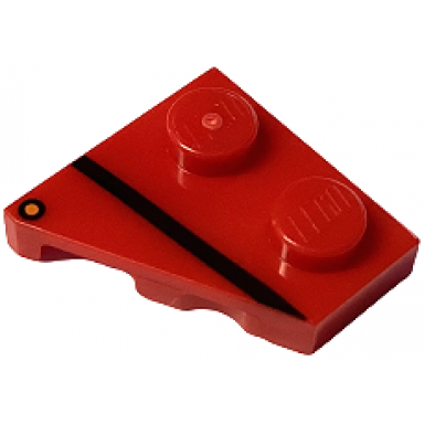 wedge plate 2 x 2 right with black stripe and orange dot direction indicator pattern
