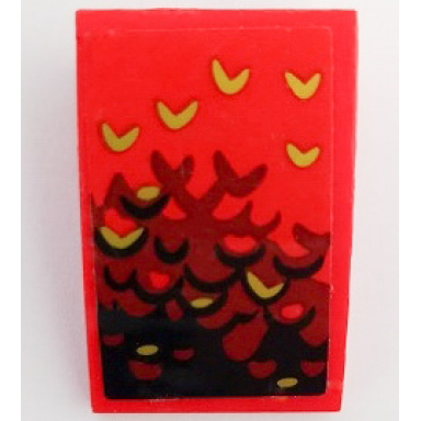 red slope curved 3 x 2 with black dark red and gold scales pattern model left side sticker - set 70653
