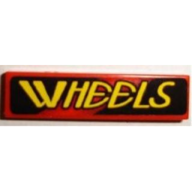 red tile 1 x 4 with yellow wheels on black and red pattern model right side sticker - set 8219