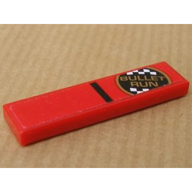 red tile 1 x 4 with bullet run logo pattern sticker - set 8147