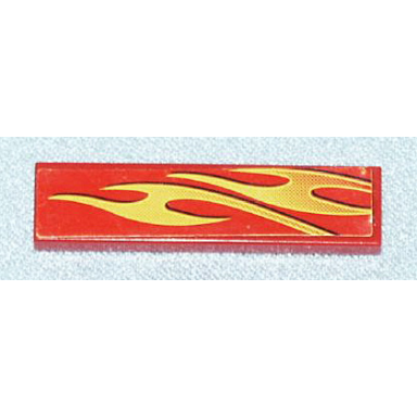 red tile 1 x 4 with yellow flames pattern model back left side sticker - set 8667