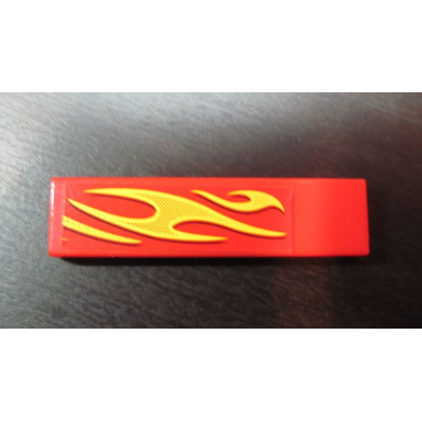 red tile 1 x 4 with yellow flames pattern model front left side sticker - set 8667