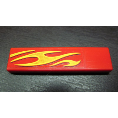 red tile 1 x 4 with yellow flames pattern model front right side sticker - set 8667